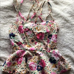 Akira Floral Multi-strap Peplum tank S
